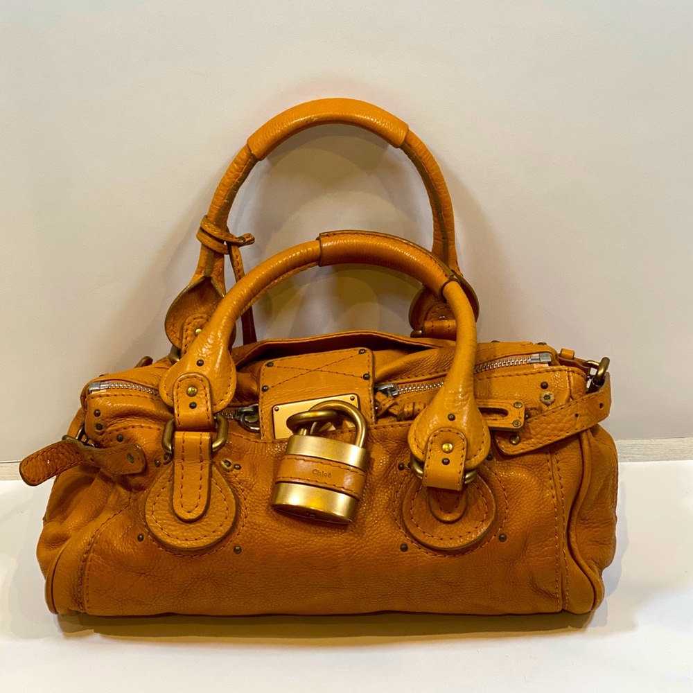 Chloe Paddington Padlock Cognac Leather Handbag
